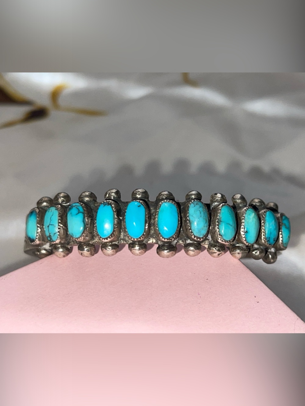 Navajo 11 Turquoise Stone Sterling Silver Cuff Bracelet - Women's Jewelry